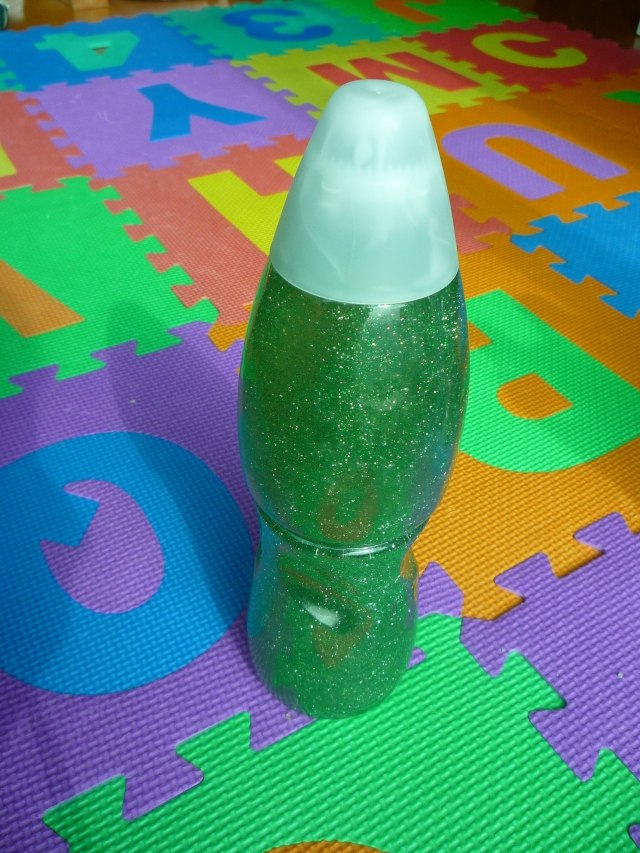 Green glitter bottle